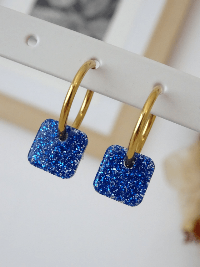 Mini Carré : paillettes bleue