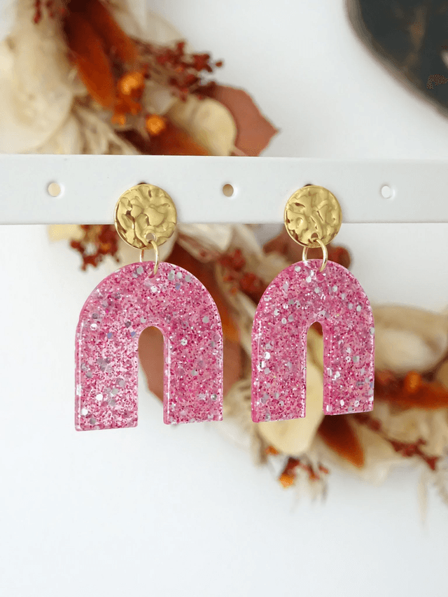 Arc : paillettes rose et argent