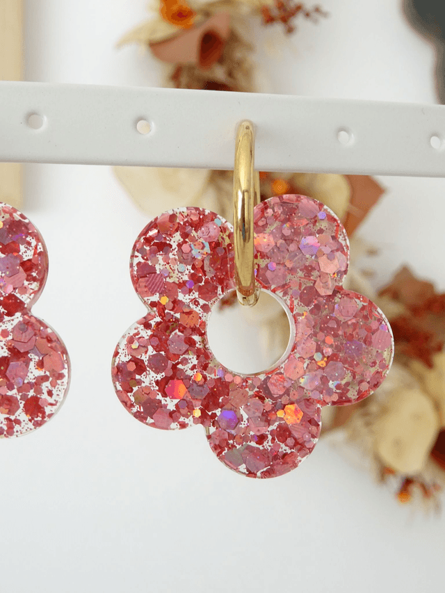 Grande fleur : Paillettes multifacette rose