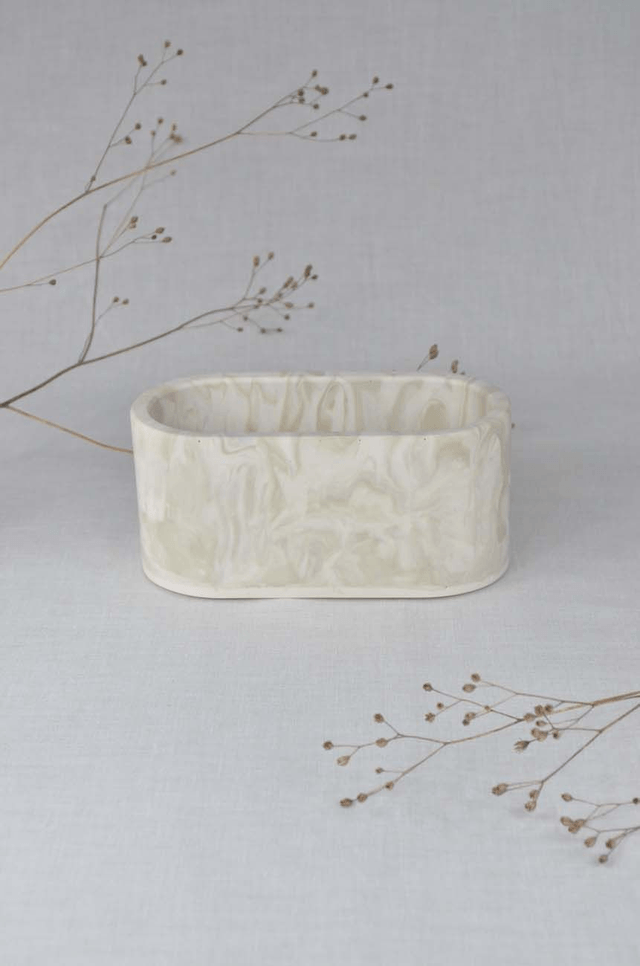 Pot ovale : Beige marbré