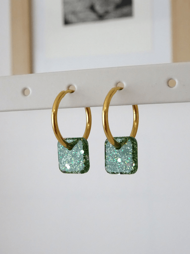 Mini Carré : paillettes mixte vert