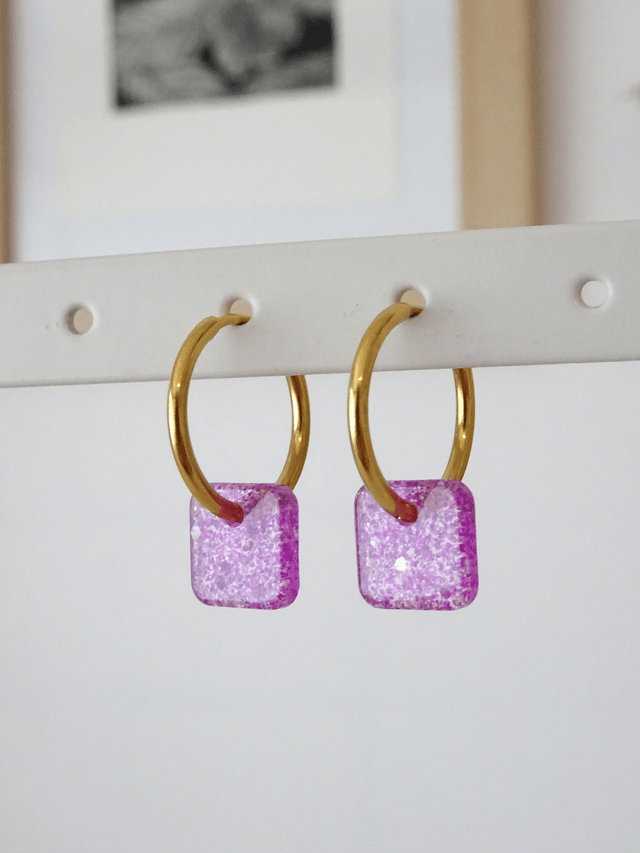 Mini Carré : paillettes rose 2