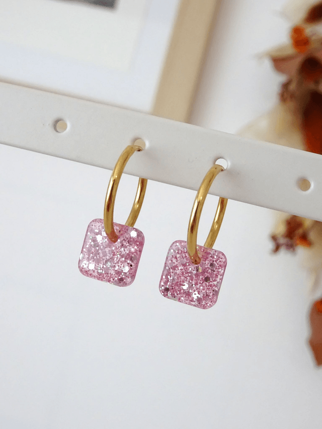 Mini Carré : paillettes rose clair