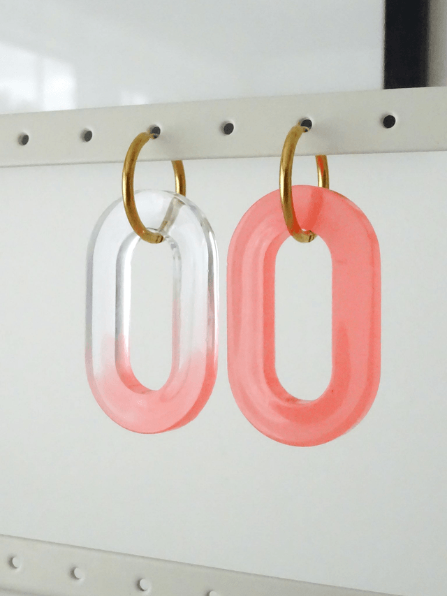 Grand Ovale : Corail et transparent 