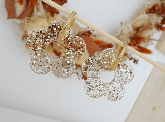Grande fleur : paillettes champagne