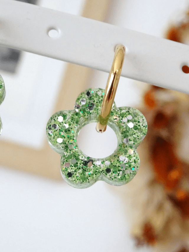 Petite fleur : Paillettes verte