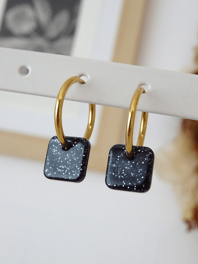 Mini Carré : paillettes noire