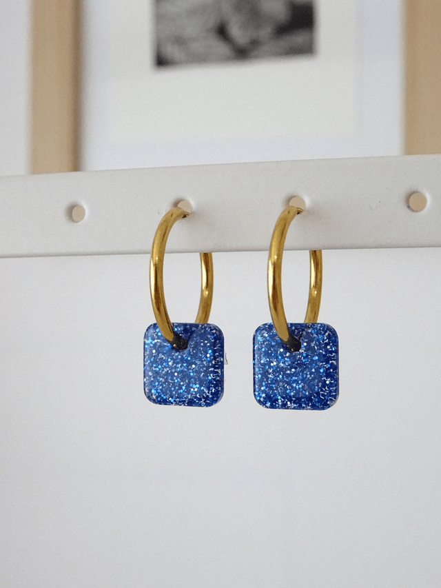 Mini Carré : paillettes bleue