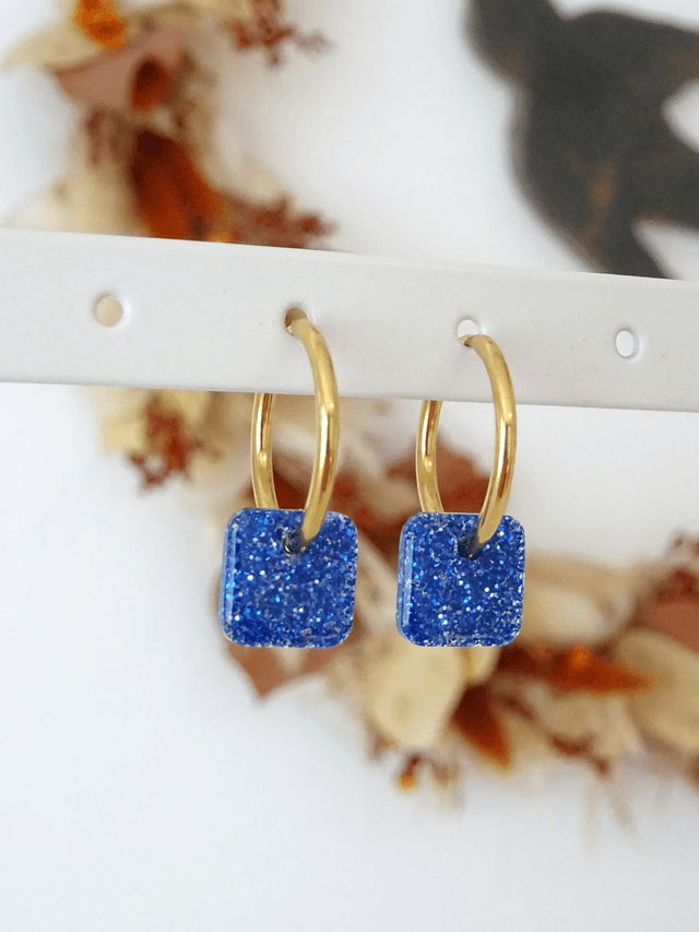 Mini Carré : paillettes bleue