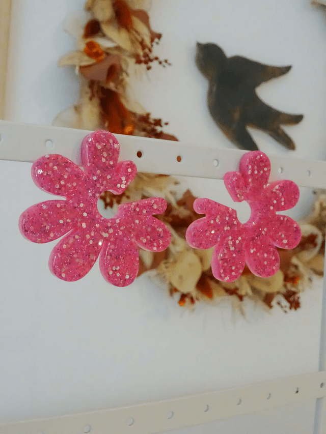 Fleur asymétrique : Paillettes rose