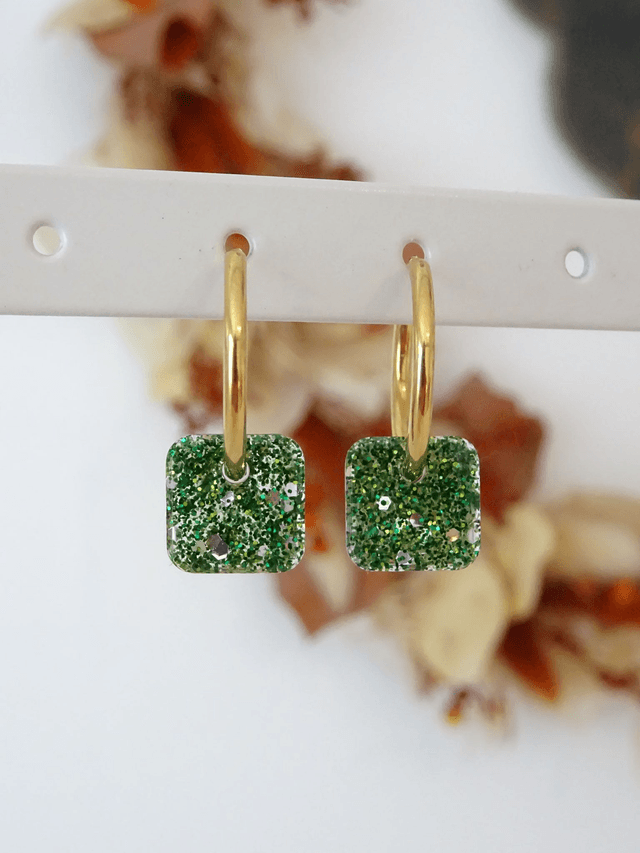 Mini Carré : paillettes mixte vert