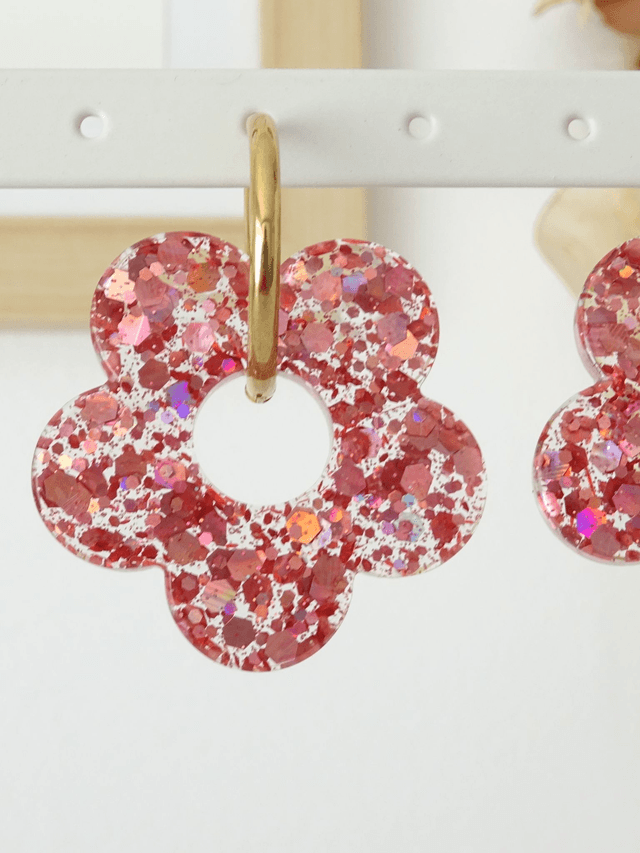 Grande fleur : Paillettes multifacette rose