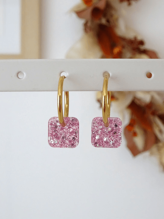 Mini Carré : paillettes rose clair