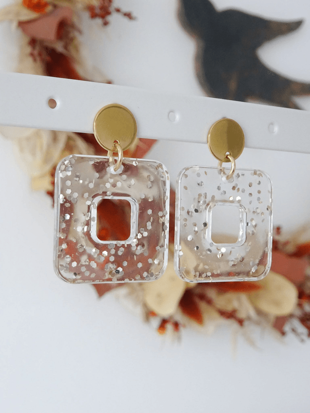 Carré : Transparent paillette champagne