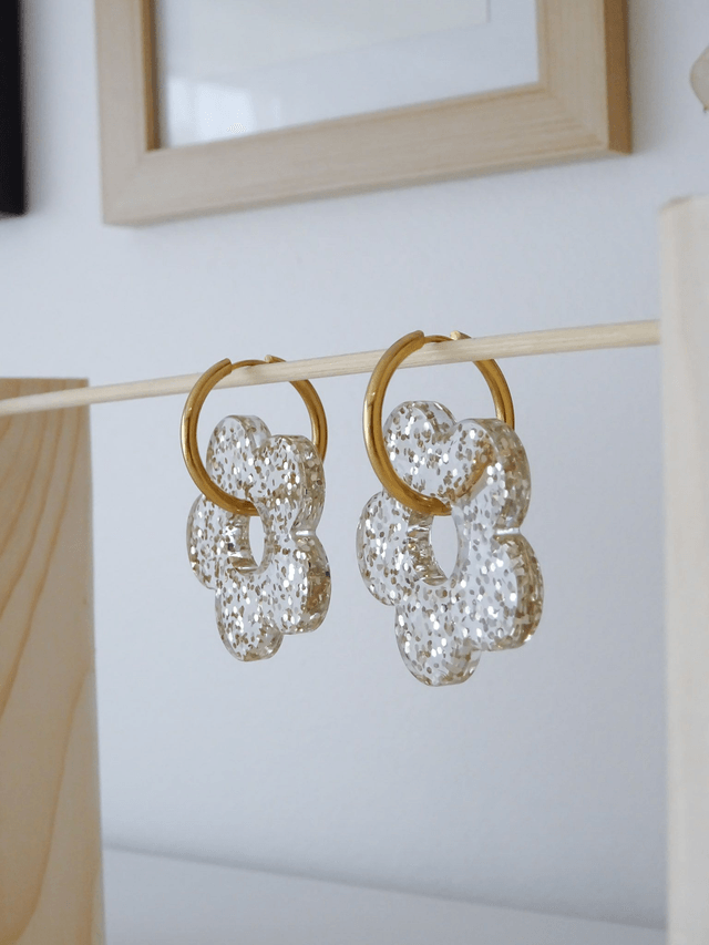 Grande fleur : paillettes champagne