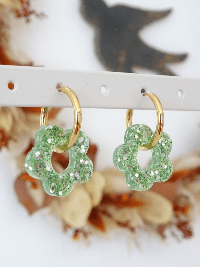 Petite fleur : Paillettes verte