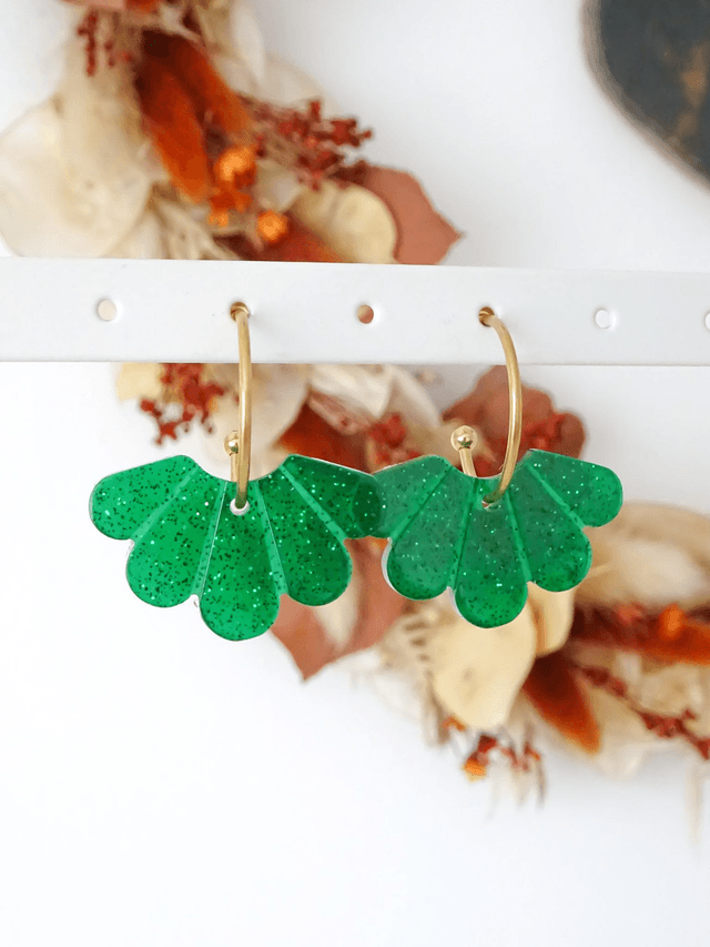 Aile de papillon : Vert paillettes