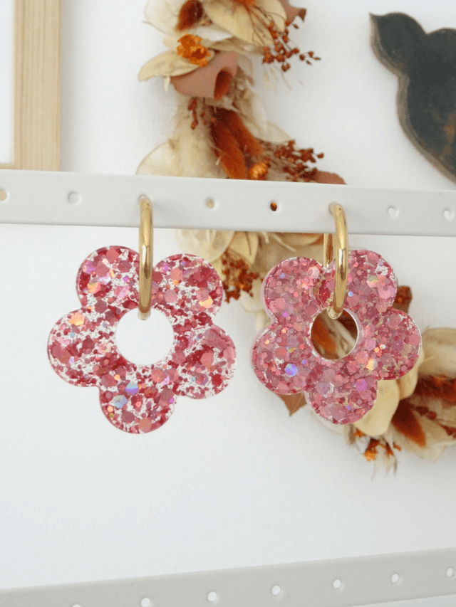 Grande fleur : Paillettes multifacette rose