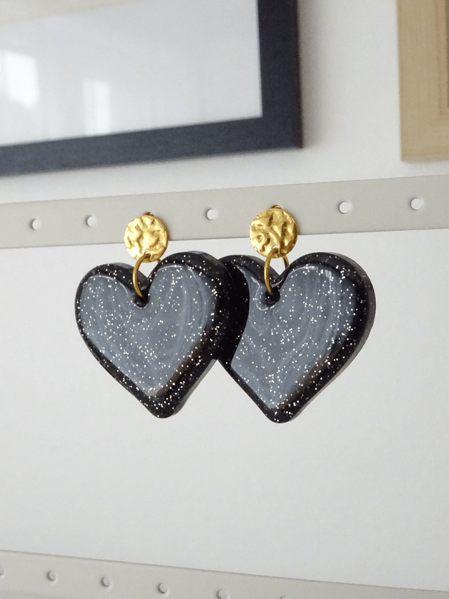 Coeur : noir paillettes 
