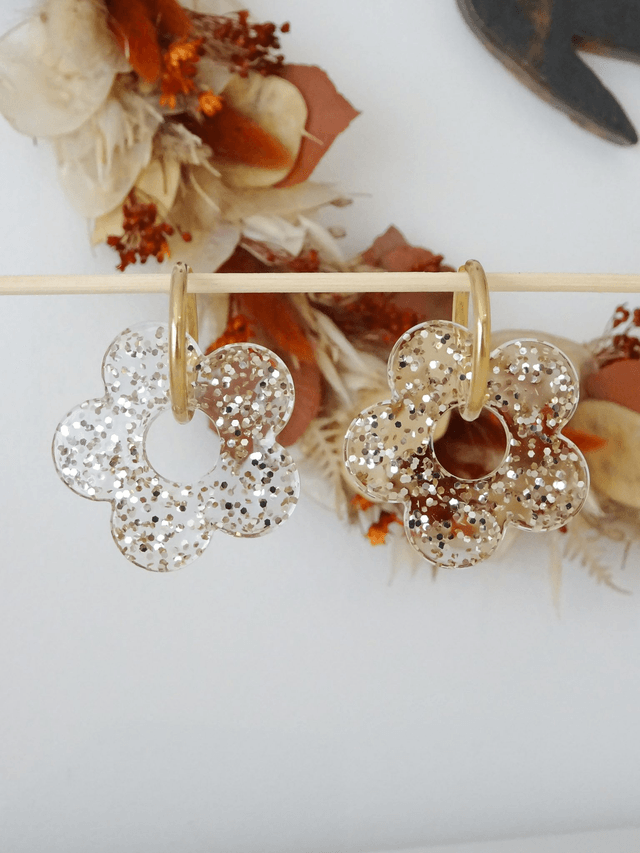 Grande fleur : paillettes champagne