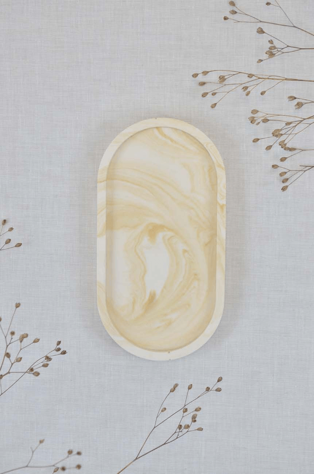 Plateau ovale : Beige marbré