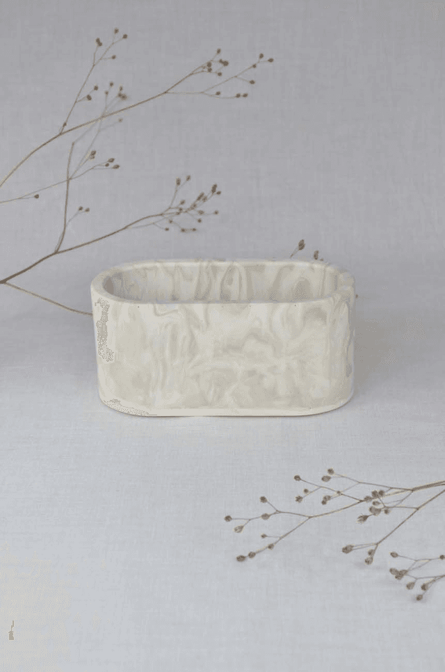 Pot ovale : Beige marbré
