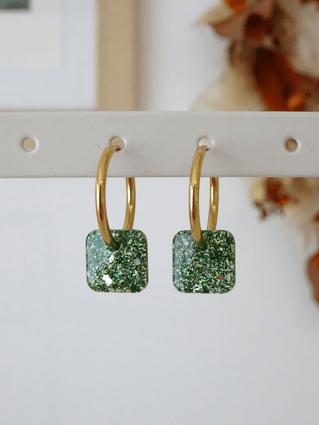 Mini Carré : paillettes mixte vert
