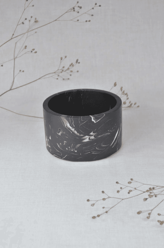 Pot : Noir marbré