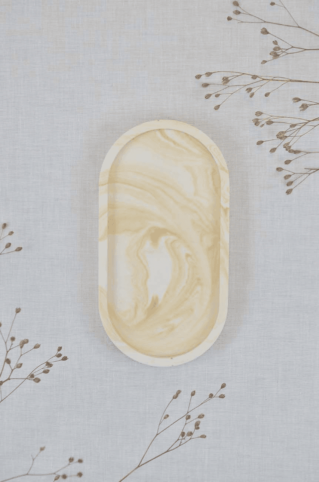 Plateau ovale : Beige marbré