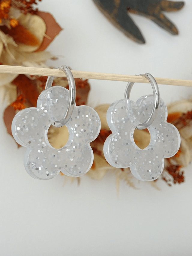 Grande fleur : Gris paillette argent